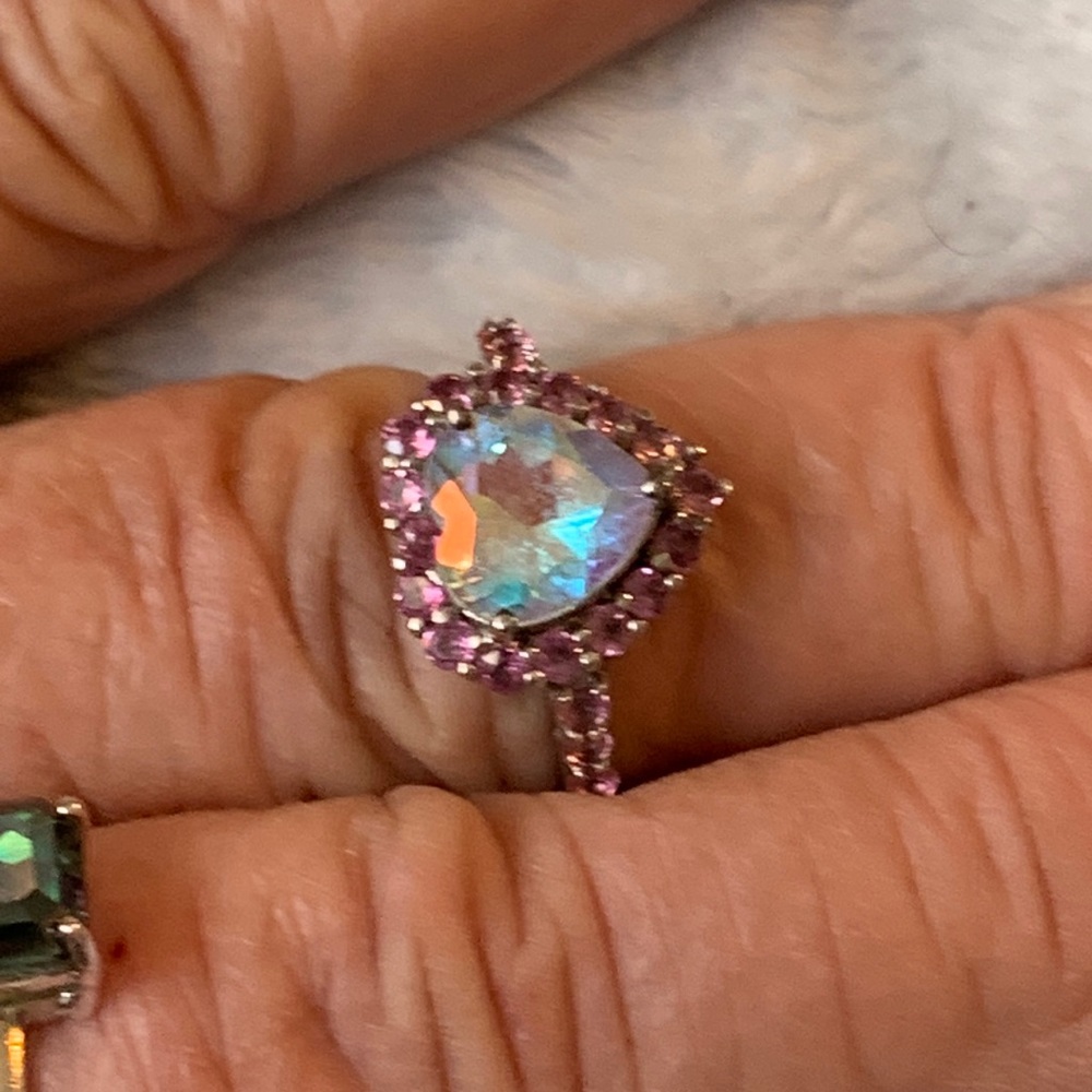 Size 7 Mystic Topaz Pink Topaz SS .925 ring